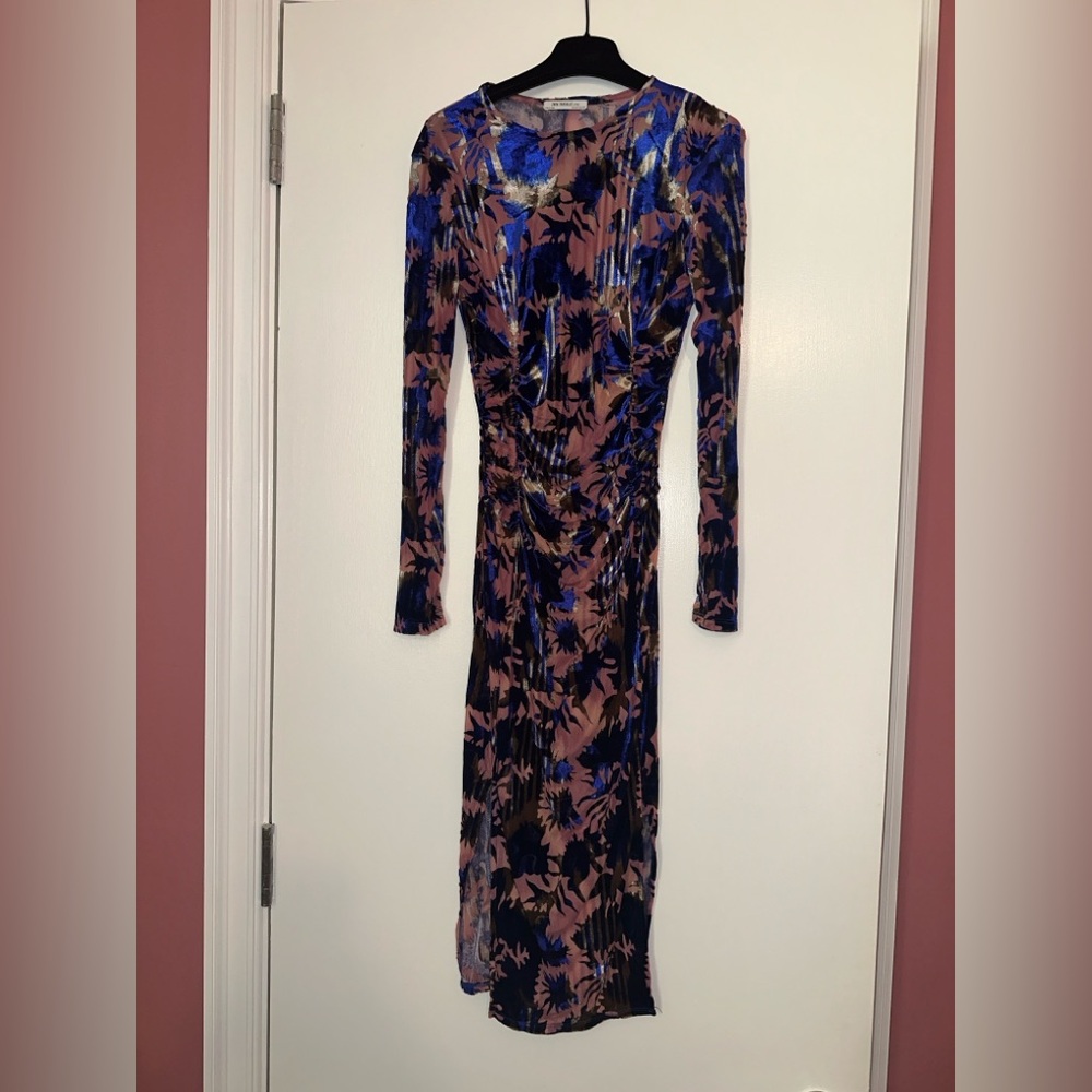Floral Long Sleeve Dress - Blue and Black